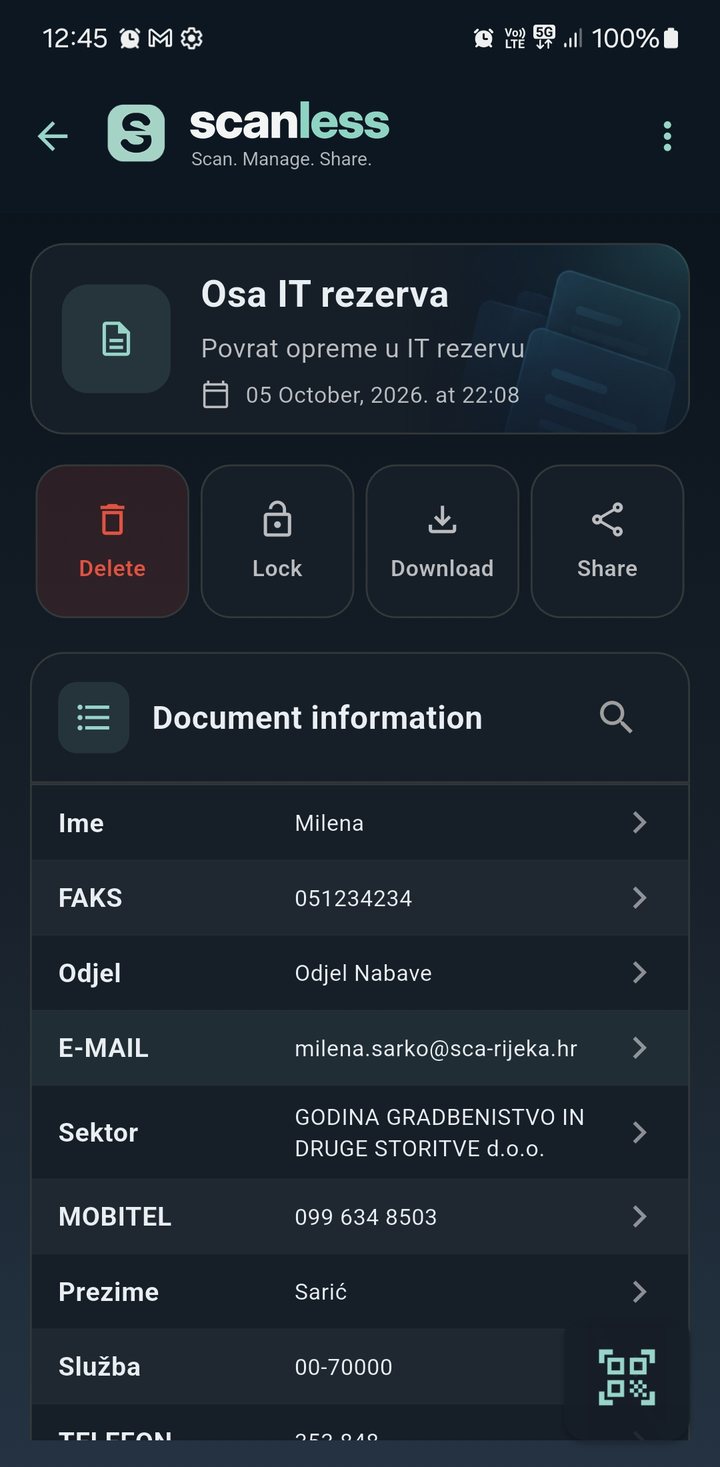 Podaci prepoznati iz skeniranog dokumenta